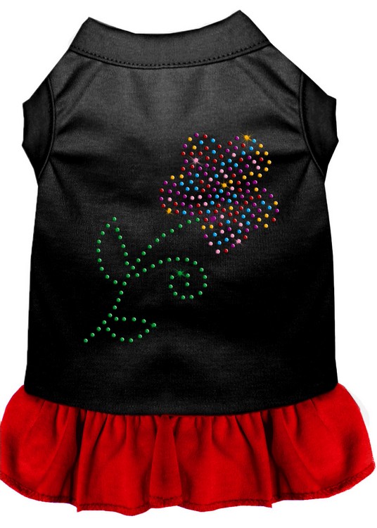 Rhinestone Multi Flower Dress Black with Red XS